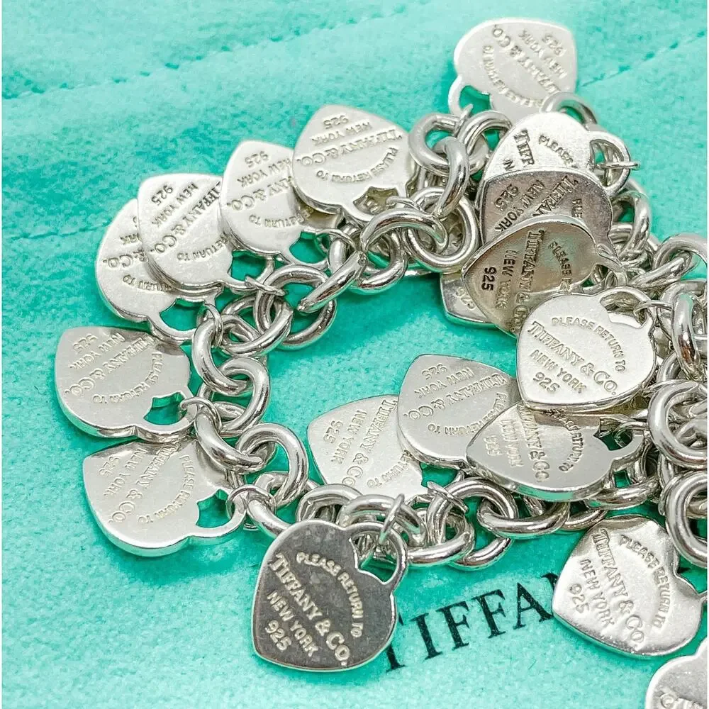 Tiffany & Co. Return to Tiffany Multi Heart Tag Bracelet Sterling Silver 7" - Picture 15 of 15